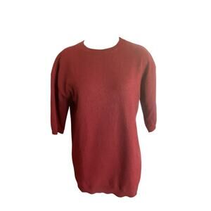 Giambattista Valli Short Sleeve Cashmere Sweater Sz Oversize 40 XS Burgundy Red